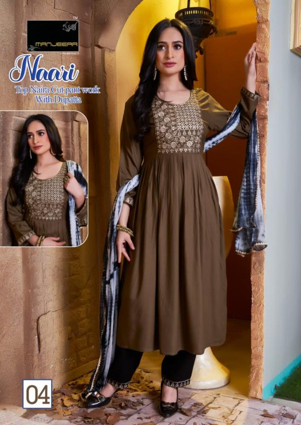 Manjeera Naari Fancy Rayon Kurti With Bottom Dupatta Collection